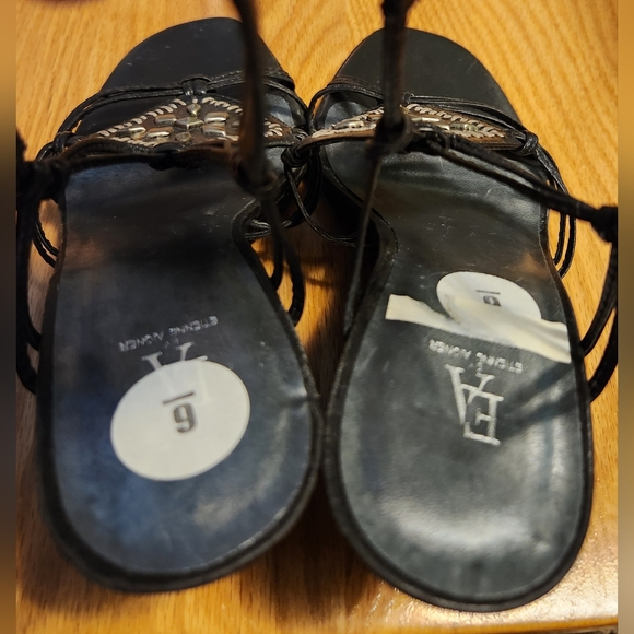 Leather Slingback Black Wedge Heels ETIENNE AIGNER - Picture 5 of 7